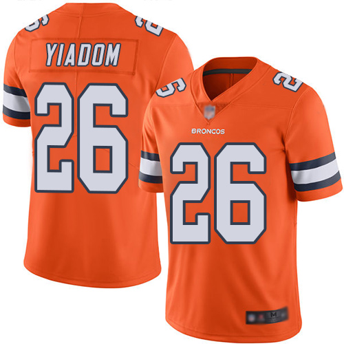 Men Denver Broncos #26 Isaac Yiadom Limited Orange Rush Vapor Untouchable Football NFL Jersey->denver broncos->NFL Jersey